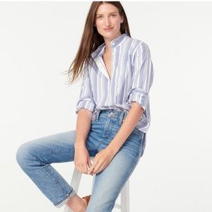 J. Crew Band-collar cotton poplin tunic in mixed stripe | 6